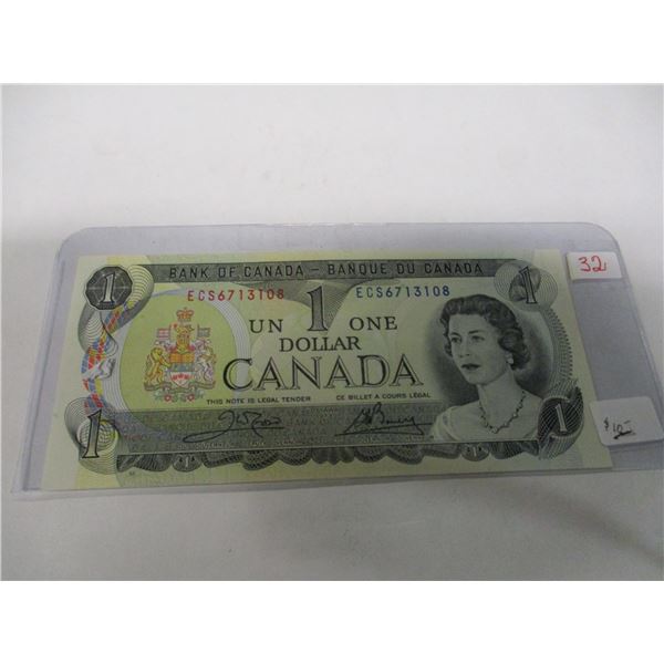 1973 CRISP UNCIRCULATED LAST OF CANADA $1 BILL