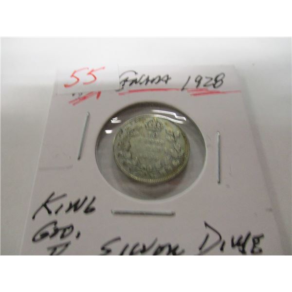 1928 CANADA KING GEORGE V SILVER DIME
