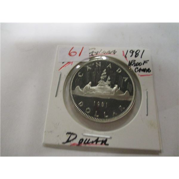 1981 PROOF CAMEO CANADA VOYAGER DOLLAR