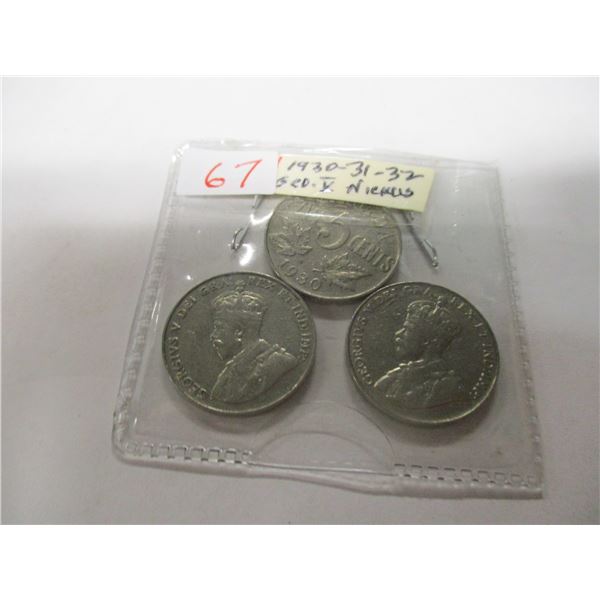 1930, 1931 & 1932 CANADA KING GEORGE V NICKEL SET
