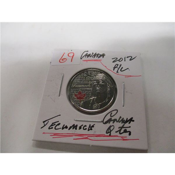 2012 PROOF LIKE TECUMSCH CANADA QUARTER