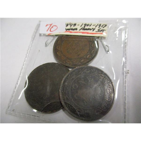 1893, 1901 & 1919 CANADA LARGE PENNY TOKENS