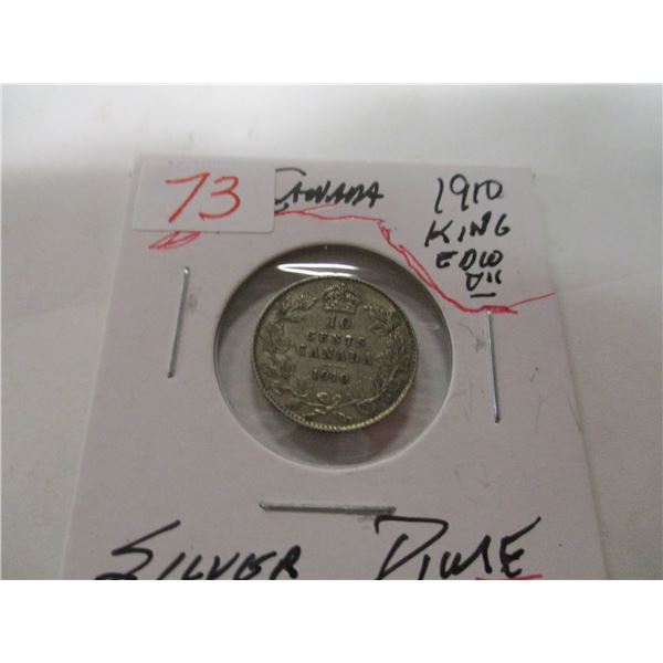 1910 CANADA KING EDWARD VII SILVER DIME