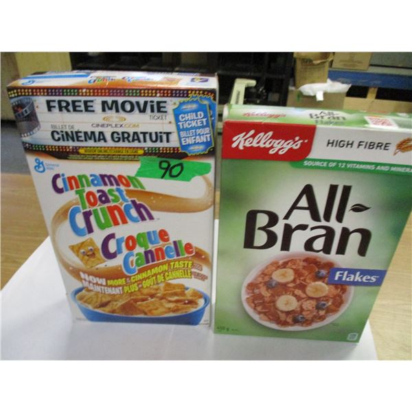 SHELF PULLS (AS IS):  BRAN CEREAL (450G) & CINNAMON TOAST CRUNCH CERAL (600G)