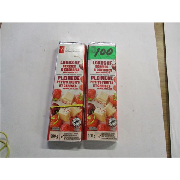 SHELF PULLS (AS IS):  LOADS OF BERRIES WHITE CHOCOLATE BARS (2 X 100G)