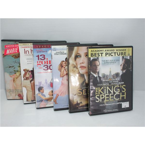 BUNDLE OF 6 DVD'S INCLUDING KING'S SPEECH, SERENA, ETC