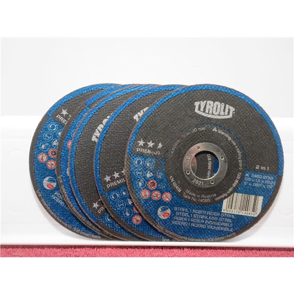 NEW:  5 - TYROLIT 5" X 0.060" X 7/8" CUTTING DISCS