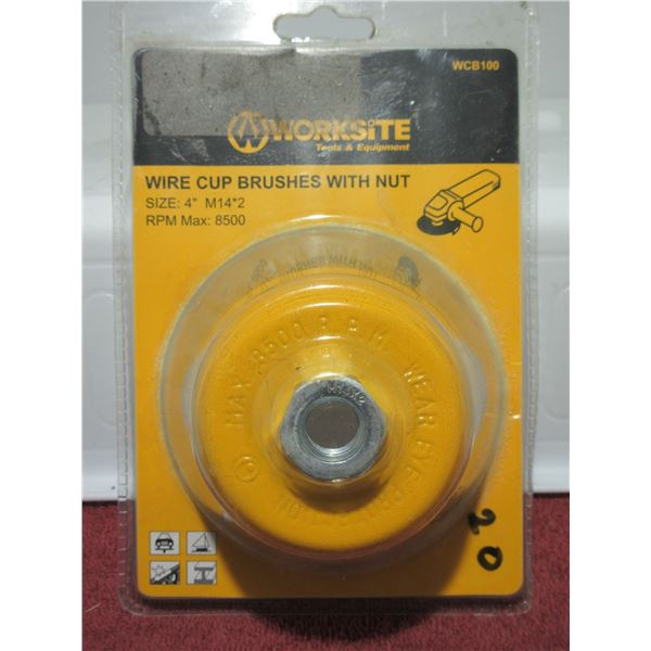 NEW:  4" WIRE CUP BRUSHES C/W NUT