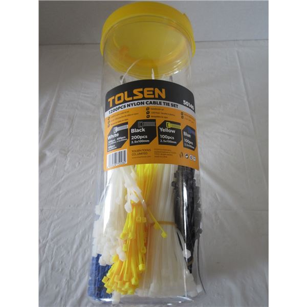 NEW:  TOLSEN 1200 PIECE NYLON CABLE TIE SET