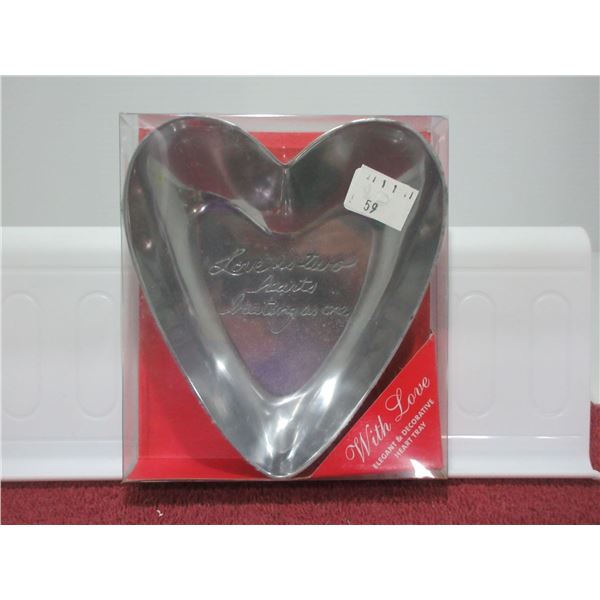 ESTATE:  STAINLESS STEEL HEART SHAPED CANDY DISH