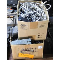 2 Boxes Of Power Cables & Misc
