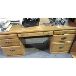Wood Desk With Hutch & Chair
