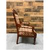 Image 8 : Carved Wooden Victorian Armchair w/ Upholstered Seat & Back 24" x 19.5" x 38"H