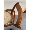 Image 10 : Carved Wooden Victorian Armchair w/ Ladder-Back & Floral Seat 17.5" Dia, 34"H