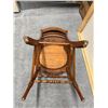 Image 11 : Carved Wooden Victorian Armchair w/ Ladder-Back & Floral Seat 17.5" Dia, 34"H