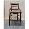 Image 2 : Carved Wooden Victorian Armchair w/ Ladder-Back & Floral Seat 17.5" Dia, 34"H