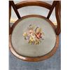 Image 3 : Carved Wooden Victorian Armchair w/ Ladder-Back & Floral Seat 17.5" Dia, 34"H