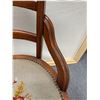 Image 6 : Carved Wooden Victorian Armchair w/ Ladder-Back & Floral Seat 17.5" Dia, 34"H