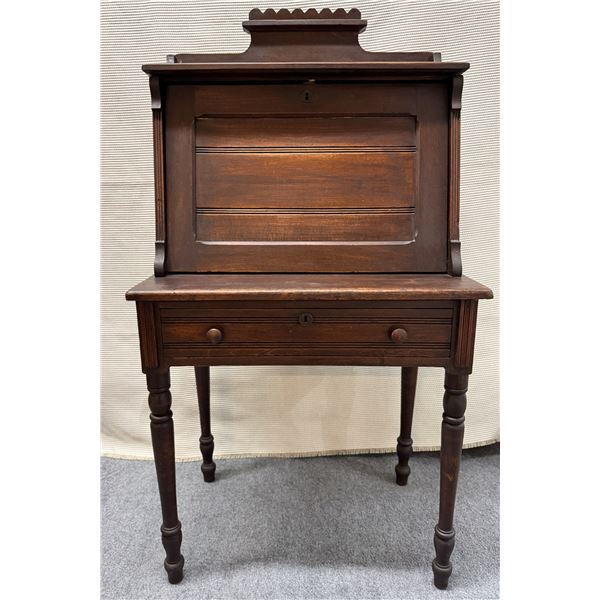 Wooden Secretary Desk w/ Drop Front, Drawer & Organizer Hutch 28.5" x 17.5" x 54"H