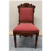 Image 1 : Carved Wooden Victorian Chair on Wheels w/ Upholstered Seat & Back 17" x 15" x 37"H