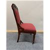 Image 6 : Carved Wooden Victorian Chair on Wheels w/ Upholstered Seat & Back 17" x 15" x 37"H