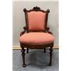 Image 1 : Carved Wooden Victorian Chair w/ Upholstered Seat & Back 18" x 17" x 35"H