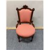 Image 2 : Carved Wooden Victorian Chair w/ Upholstered Seat & Back 18" x 17" x 35"H