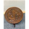 Image 3 : Carved Round Wooden Table w/ Tripod Stand & Dragon Top 15" Dia, 15.5"H