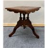 Image 1 : Carved Square Wooden Table w/ Tripod Stand & Floral Top 15" x 15" x 20"H