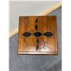Image 4 : Carved Square Wooden Table w/ Tripod Stand & Floral Top 15" x 15" x 20"H