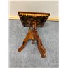 Image 5 : Carved Square Wooden Table w/ Tripod Stand & Floral Top 15" x 15" x 20"H