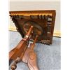 Image 7 : Carved Square Wooden Table w/ Tripod Stand & Floral Top 15" x 15" x 20"H