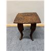 Image 4 : Carved Wooden Table w/ Cabriole Legs & Leaf Top 13.5" x 14.5" x 18"H