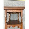 Image 10 : Carved Square Wooden Table w/ Undershelf 13.5" x 13.5" x 19"H