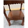 Image 14 : Carved Square Wooden Table w/ Undershelf 13.5" x 13.5" x 19"H