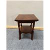 Image 4 : Carved Square Wooden Table w/ Undershelf 13.5" x 13.5" x 19"H