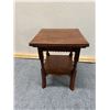 Image 5 : Carved Square Wooden Table w/ Undershelf 13.5" x 13.5" x 19"H