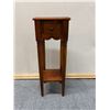 Image 2 : Carved Square Wooden Table w/ Drawer & Undershelf 10.5" x 10.5" x 31"H