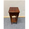 Image 5 : Carved Square Wooden Table w/ Drawer & Undershelf 10.5" x 10.5" x 31"H