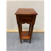 Image 7 : Carved Square Wooden Table w/ Drawer & Undershelf 10.5" x 10.5" x 31"H