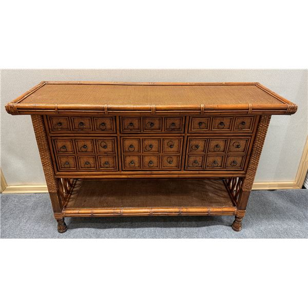Palecek Woven Sideboard Table w/ 6 Drawers & Undershelf 54" x 18" x 35"H