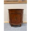 Image 2 : Ethan Allen Wooden Circular Console Cabinet w/ Painted Flowers 34" x 16" x 33.5"H