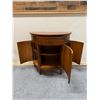Image 3 : Ethan Allen Wooden Circular Console Cabinet w/ Painted Flowers 34" x 16" x 33.5"H