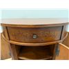 Image 9 : Ethan Allen Wooden Circular Console Cabinet w/ Painted Flowers 34" x 16" x 33.5"H