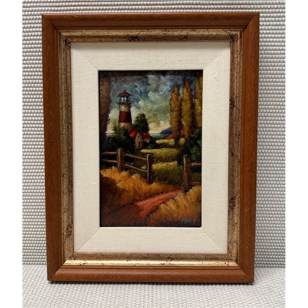Lighthouse Artwork by Hunt 14.5" x 19", Wood Framed & Matted