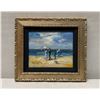 Image 1 : Beach Scene Artwork by Brian Gelya (?) 16" x 14", Gilt Framed & Matted