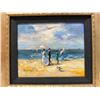 Image 2 : Beach Scene Artwork by Brian Gelya (?) 16" x 14", Gilt Framed & Matted