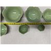 Image 10 : Qty 8 Celedon Green Lotus Flower Shaped Nesting Bowls, Misc Sizes