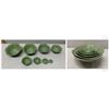 Image 1 : Qty 8 Celedon Green Lotus Flower Shaped Nesting Bowls, Misc Sizes