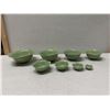Image 5 : Qty 8 Celedon Green Lotus Flower Shaped Nesting Bowls, Misc Sizes